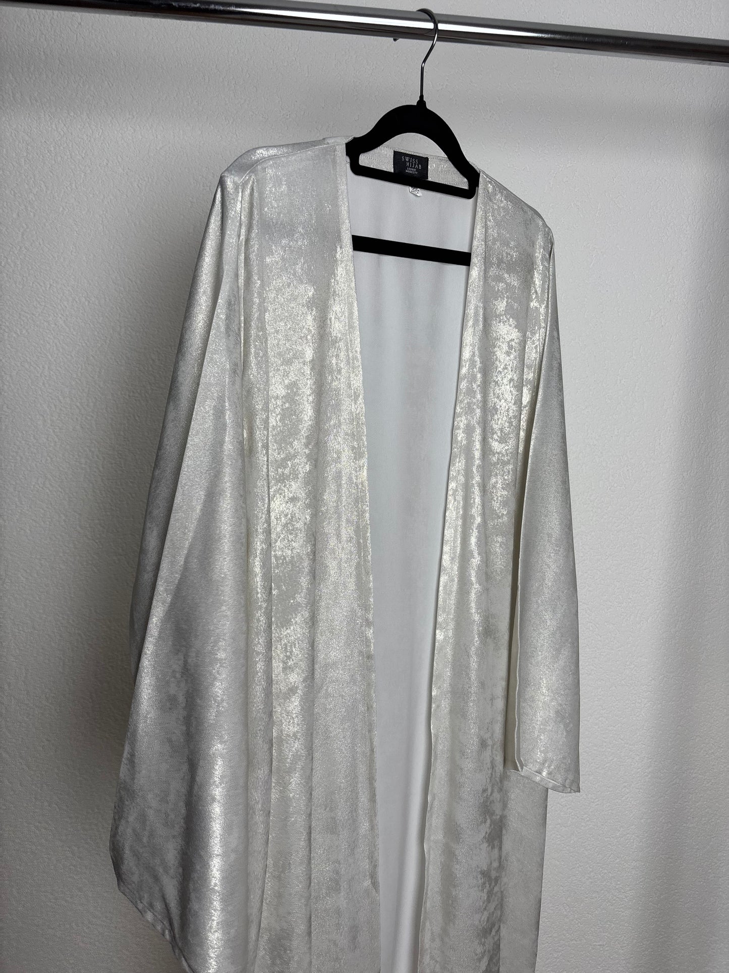 Metallic open Abaya - white
