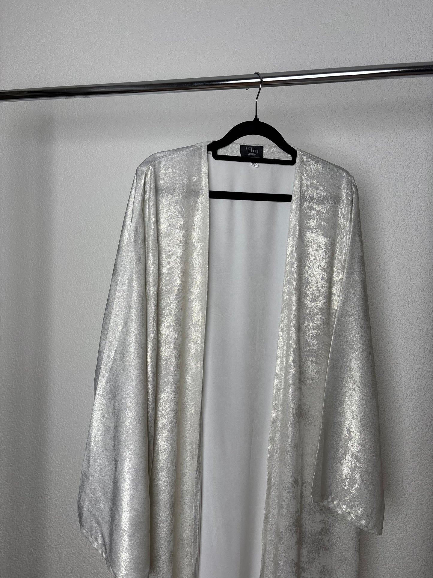 Metallic open Abaya - white