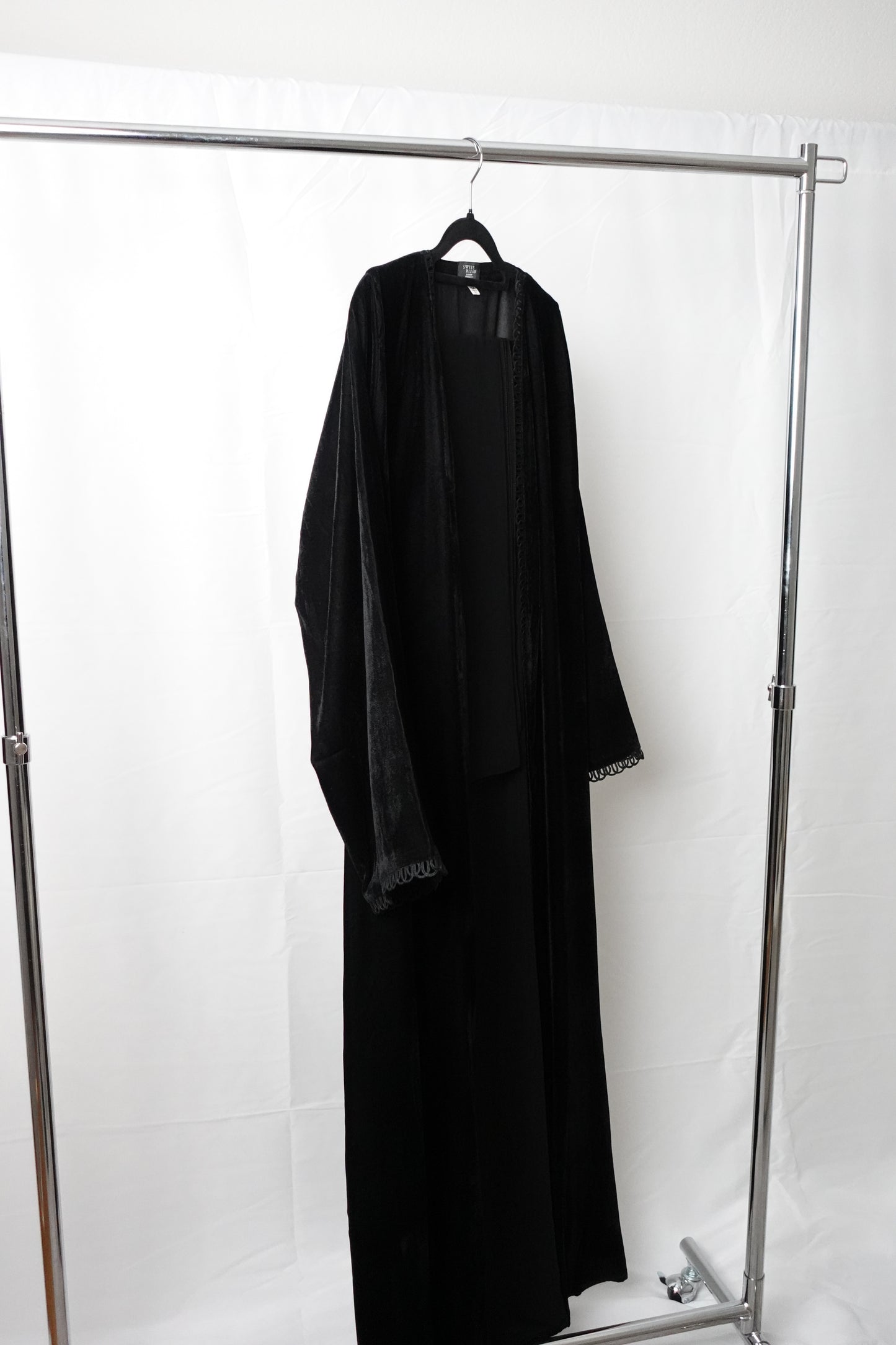 Velvet open abaya « Black »