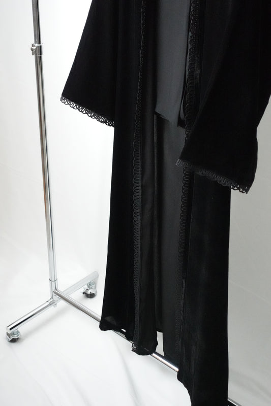 Velvet open abaya « Black »