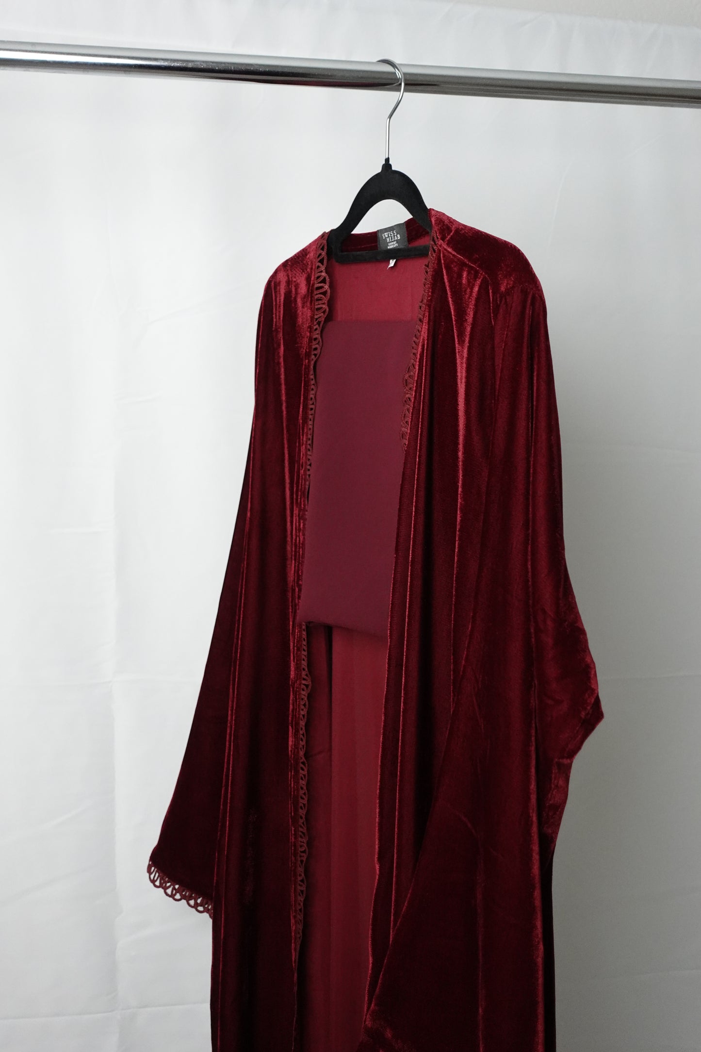 Velvet open abaya “Dark Red”