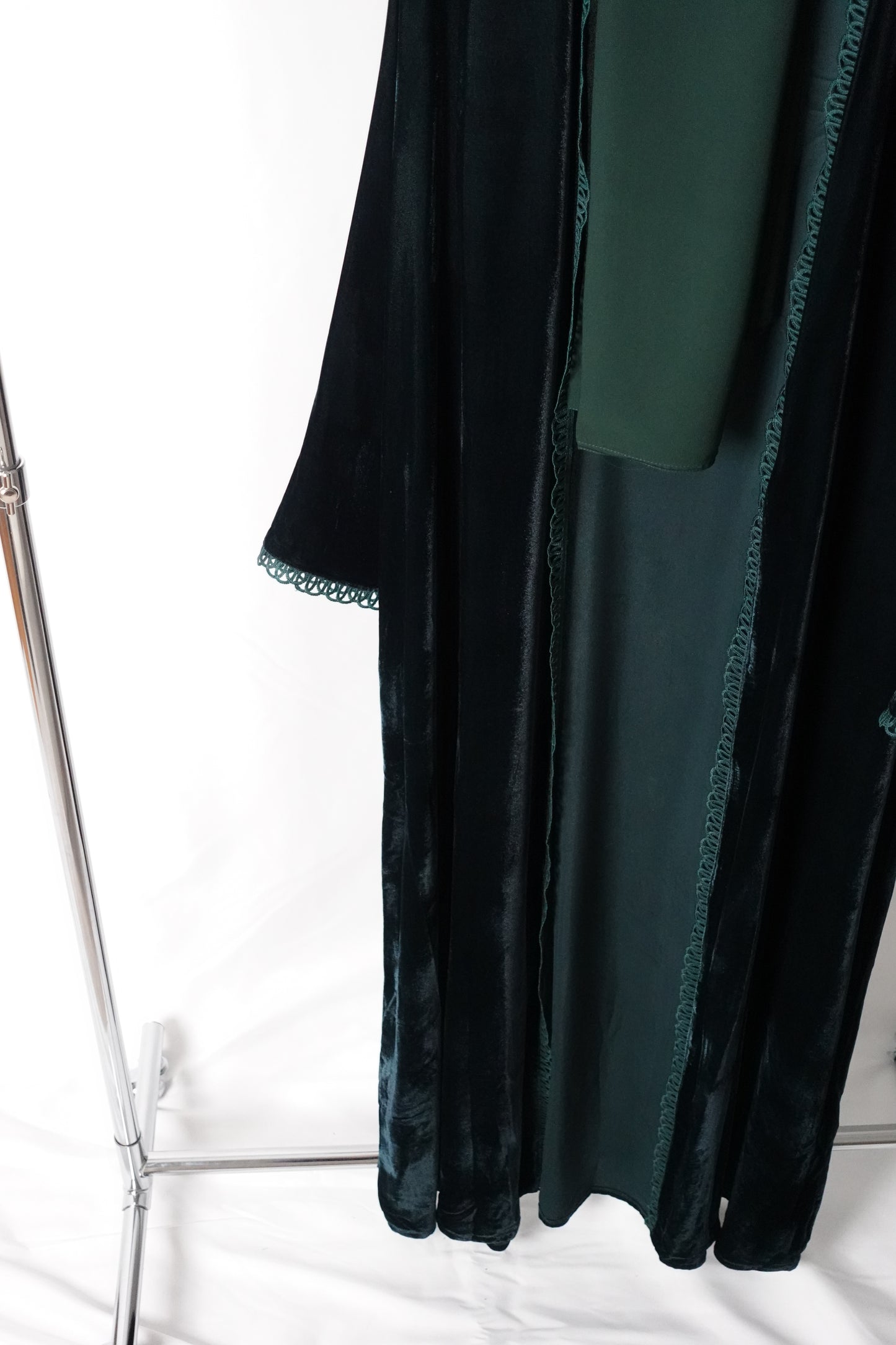 Velvet open abaya “dark green”