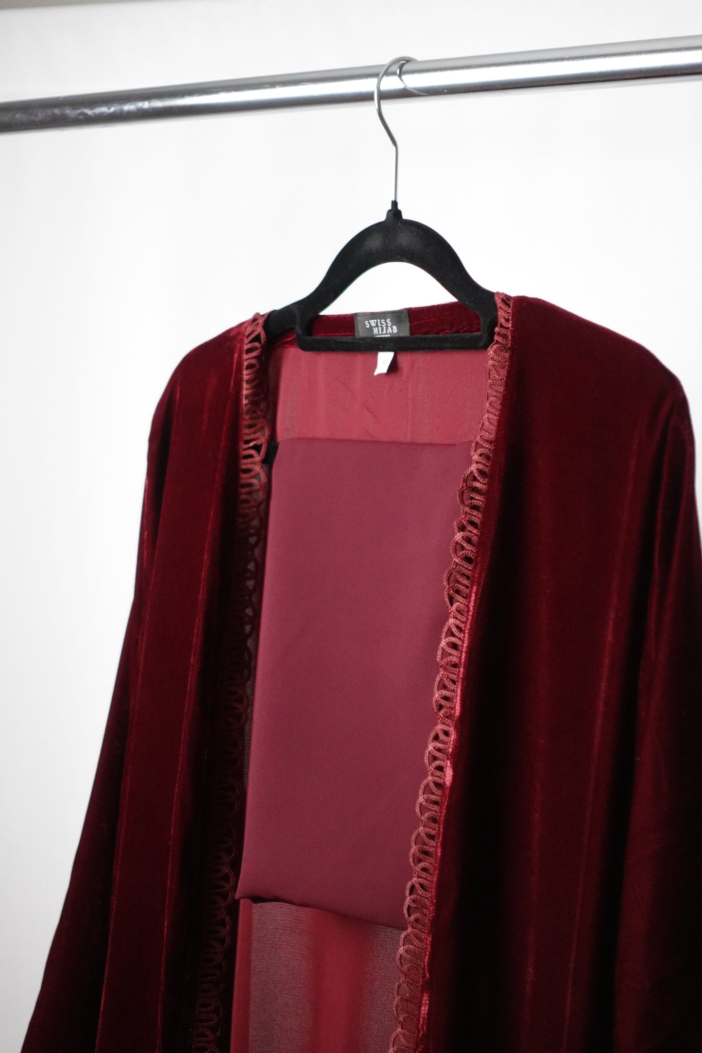 Velvet open abaya “Dark Red”